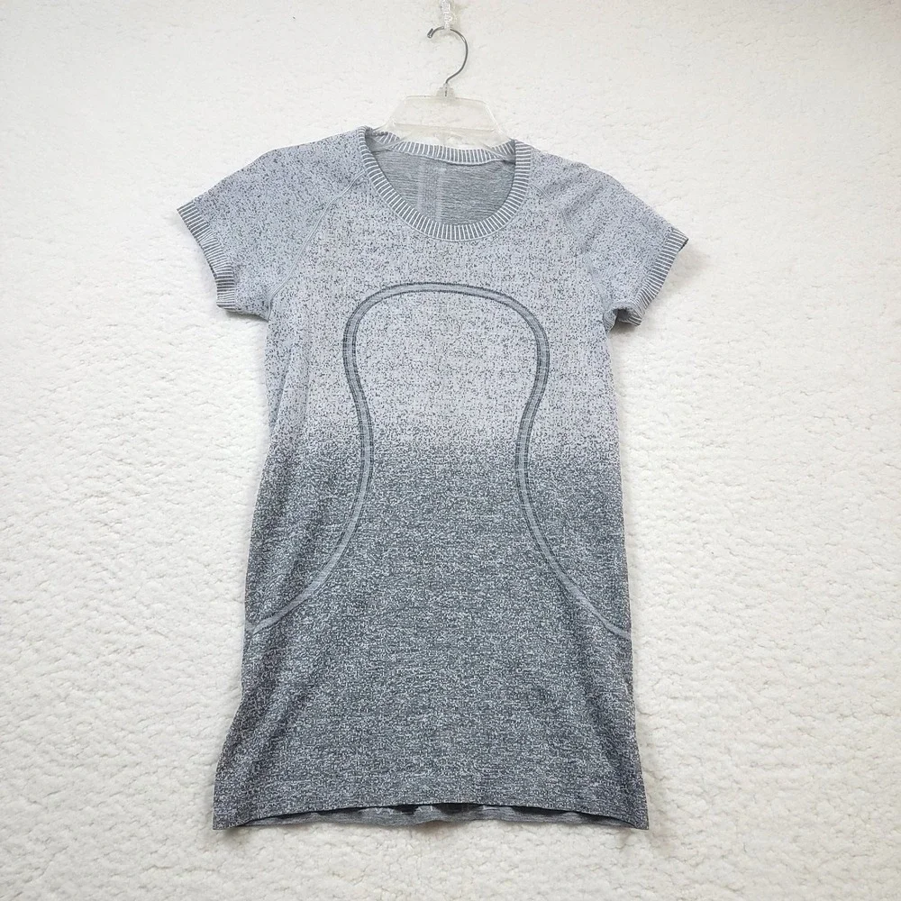 Lululemon Swiftly Tech Short Sleeve Womens 6 Gray Ombre Seamless Running Shirt - Picture 1 of 6